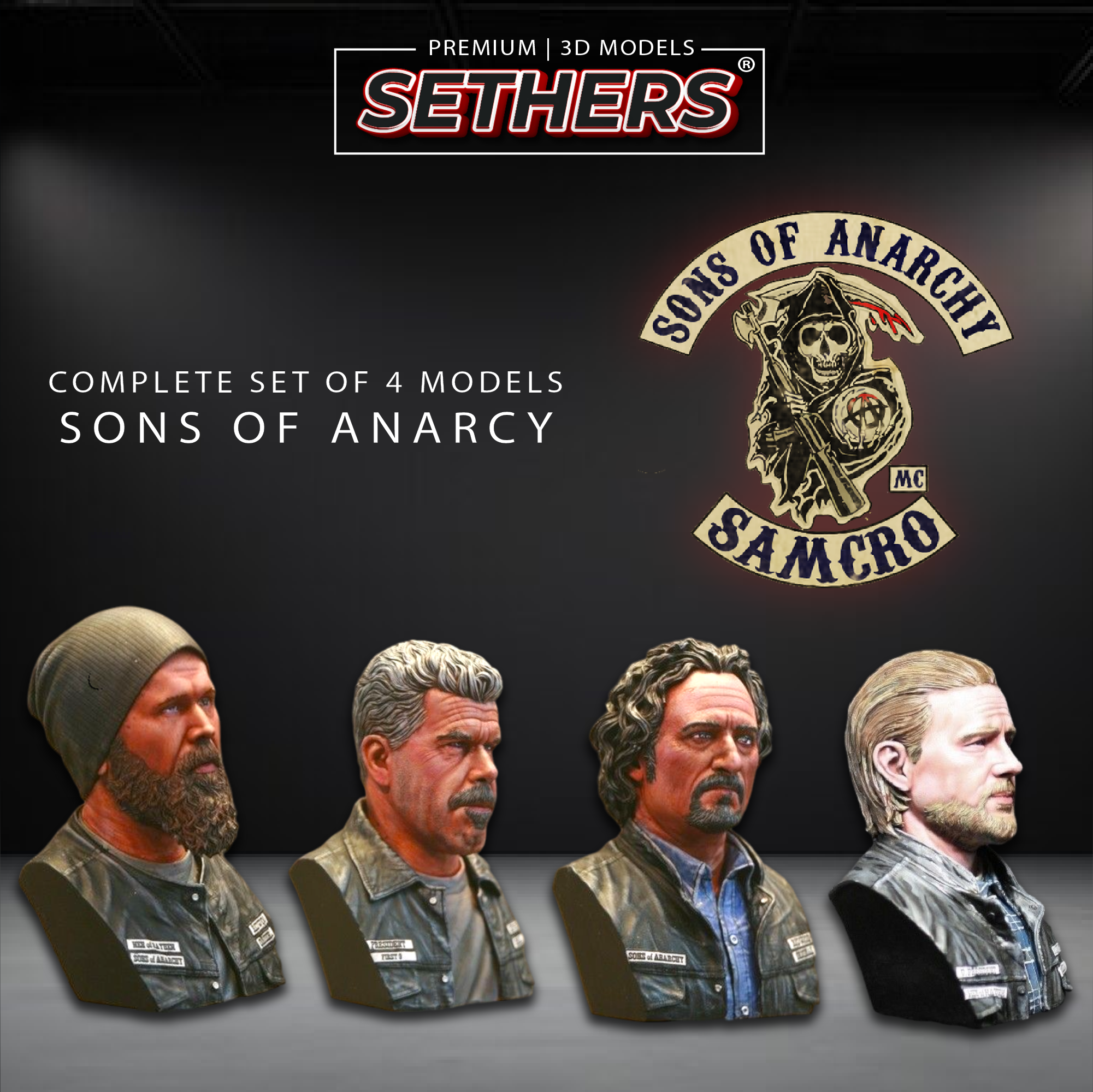 Model File Set Complete Set of 4 Models | Sons of Anarchy | 3D Printer Model Files