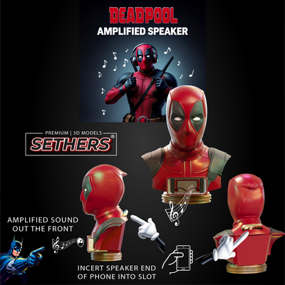 Deadpool Bust | Amplified Speaker | 3D Printer Model Files