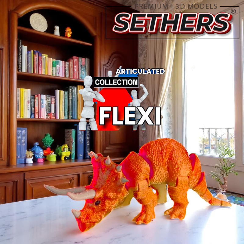 Dinosaur Triceratops | Articulated Flexi | 3D Printer Model Files