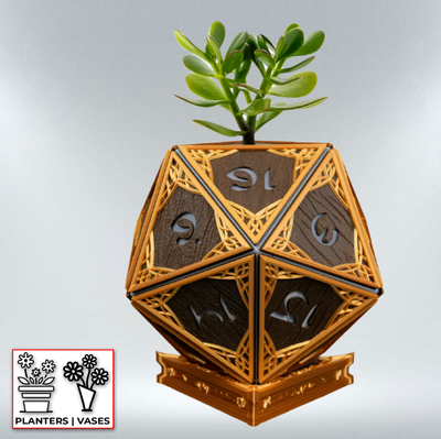 Elven D20 Dice Planter | 3D Printer Model Files