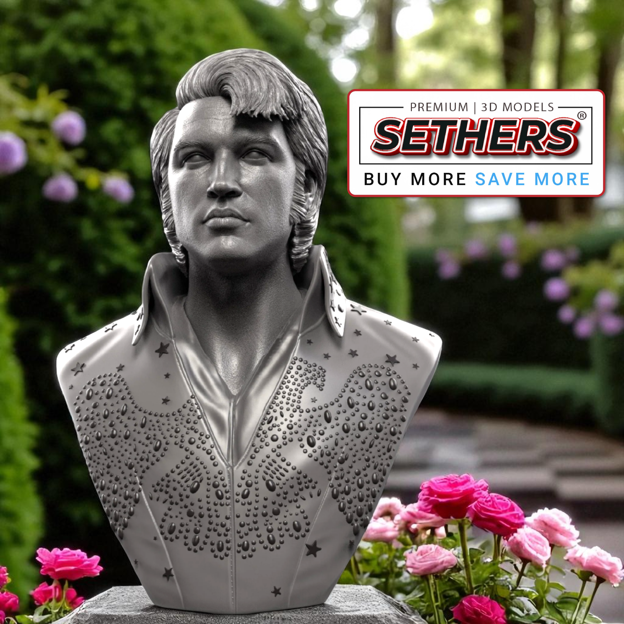 Elvis Presley Bust | American Eagle Jumpsuit | 3D Printer Model File Elvis Presley Bust | American Eagle Jumpsuit | 3D Printer Model File