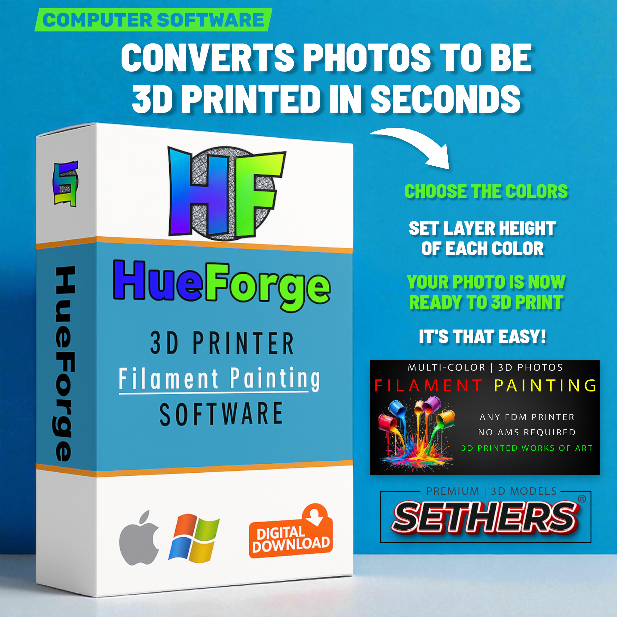 HueForge Software v8.1 | 3D Filament Painting | Convert Photos Images to 3D Prints computer software. 