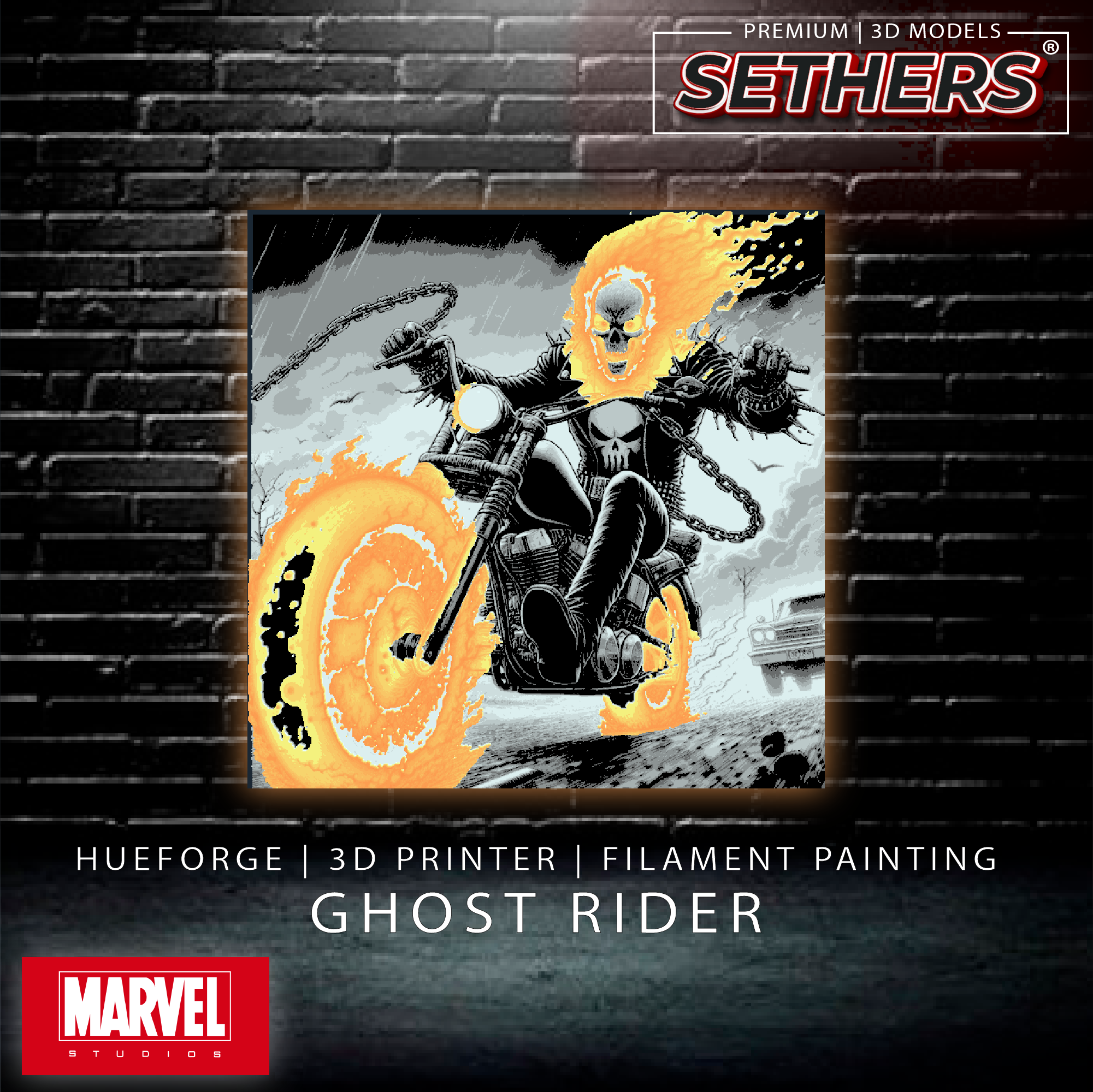 Ghost Rider Model T Ghost Rider | Photo Filament Painting | 3D Printer Model File