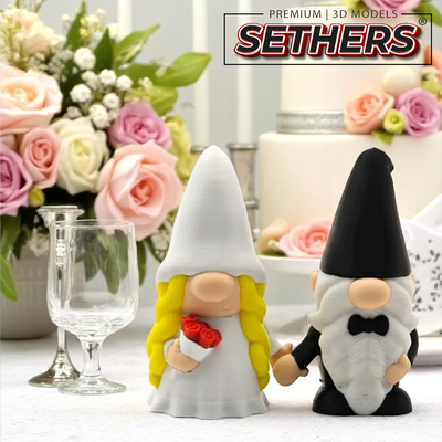 Gnomes Bride Groom Cake Topper | Wedding Decor | 3D Printing Models