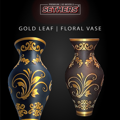 Gold Leaf Ornate Flower Vase | 3D Printer Model Files