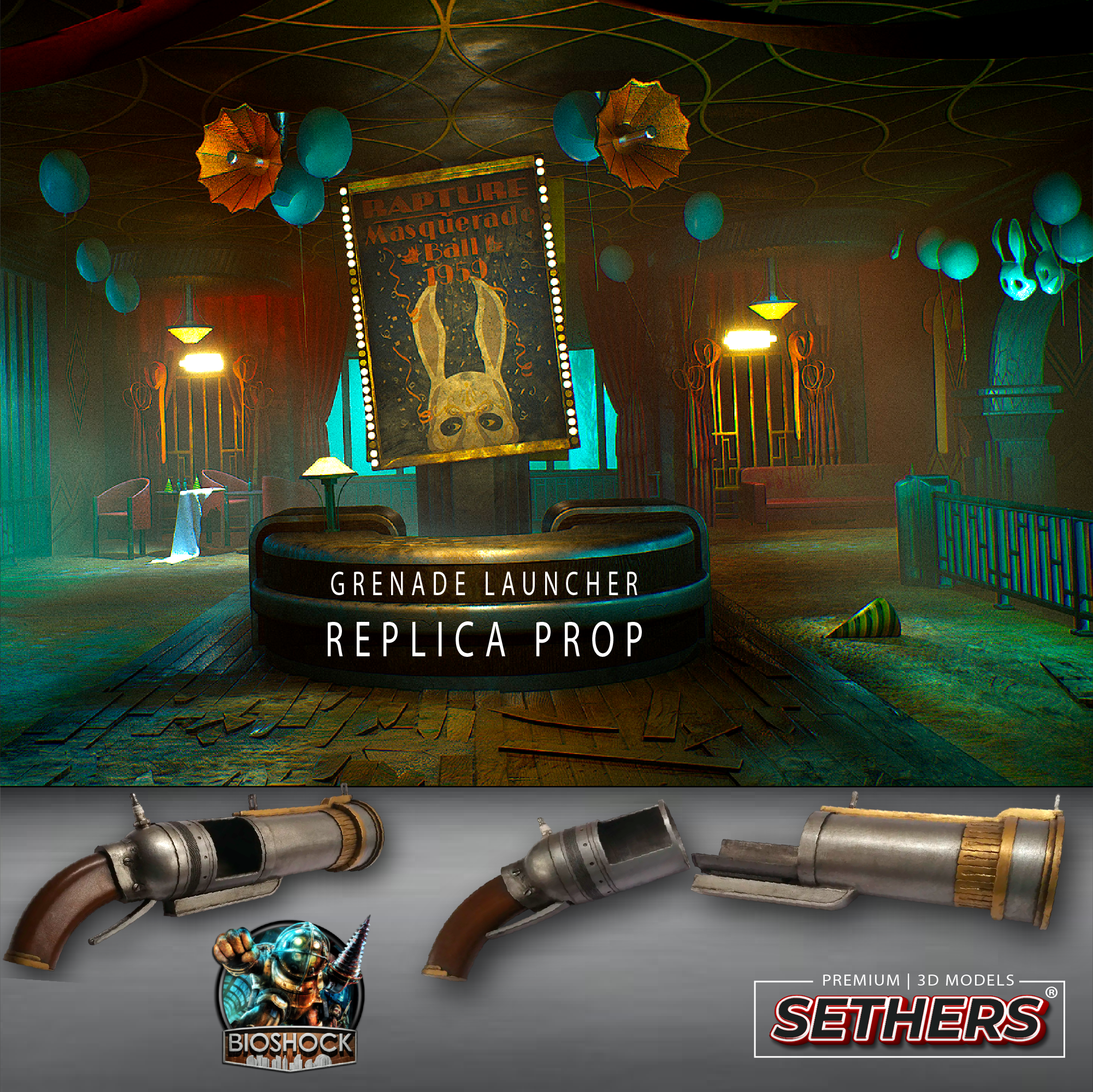 Bioshock Object Prop Grenade Launcher | Bioshock | Cosplay Props | 3D Printer Model Files
