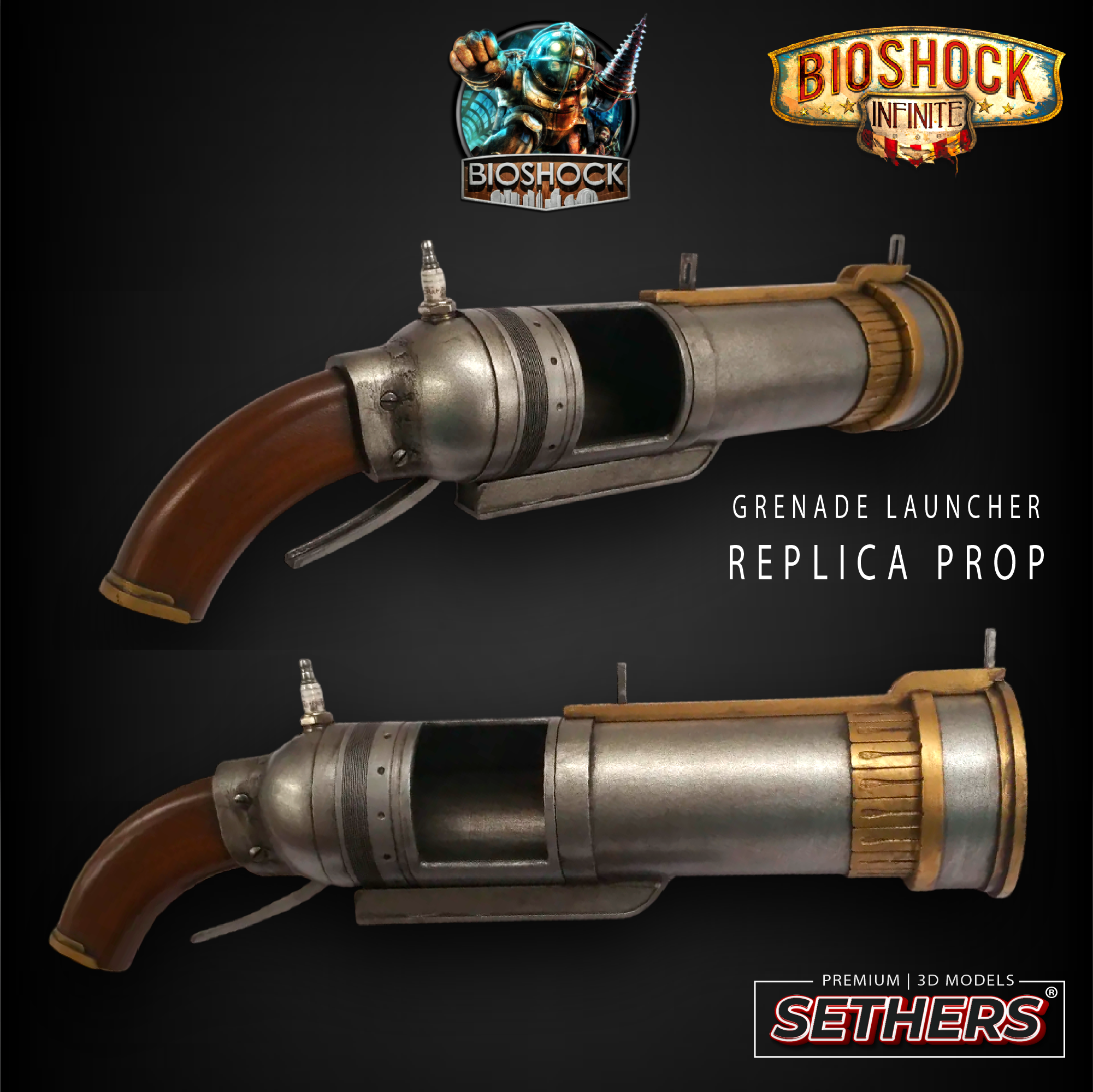 Bioshock Object Prop Grenade Launcher | Bioshock | Cosplay Props | 3D Printer Model Files