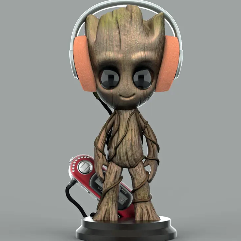 Groot with Headphones Mini Figure | 3D Printer Model Files
