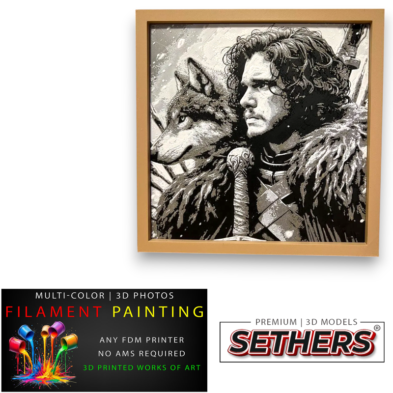 Jon Snow | Photo Filament Painting | 3D Printing Model Files at Sethers