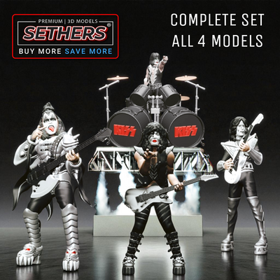Kiss | Complete Set of 4 Figures | 3D Printing STL &nbsp;Model Files