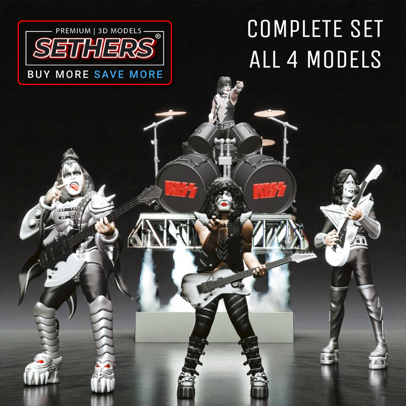 Kiss | Complete Set of 4 Figures | 3D Printing STL  Model Files