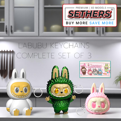 Labubu Keychains Set of 3 | Complete Set | 3D Printing STL Models
