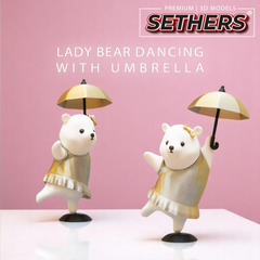 Lady Bear Dancing with Umbrella | Best 3D Printing STL Model Files at Sethers