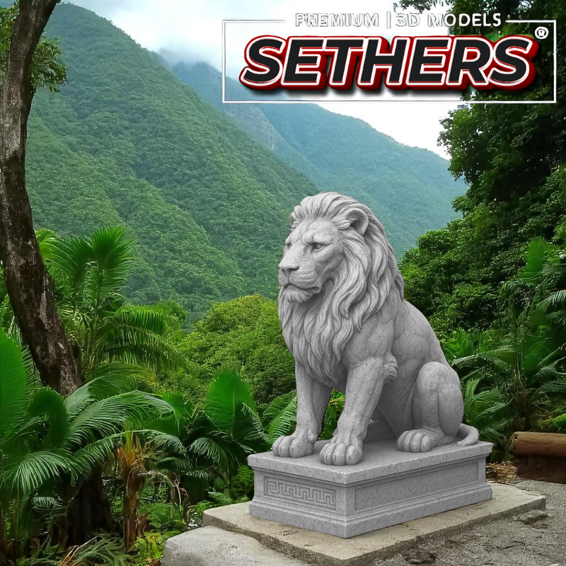 Lion Statue Sculpture with Base | Best 3D Printing Models at sethers