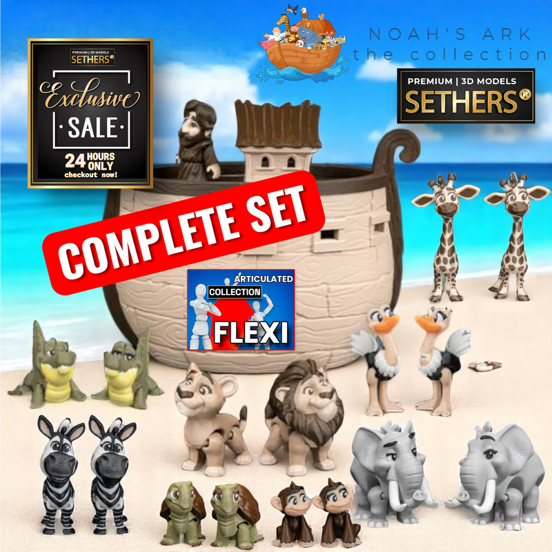 Noah's Ark | Complete Set | Bible Play Set | 3D Printing Models
Includes all Animal Sets and Noah and Ark Boat with storage inside.