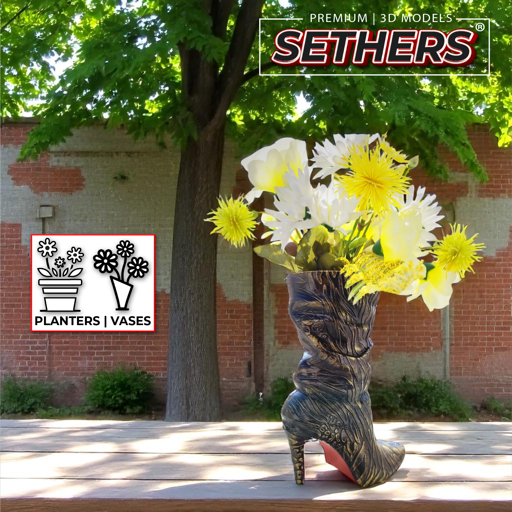 louis vuitton plant pot Louis Vuitton High Heel Boot | Vase Planter Flower Pot