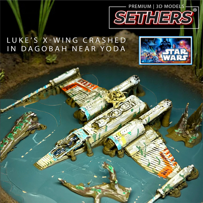 Luke Crashed X-Wing | Yoda Dagobah Star Wars | 3D Printer Model Files