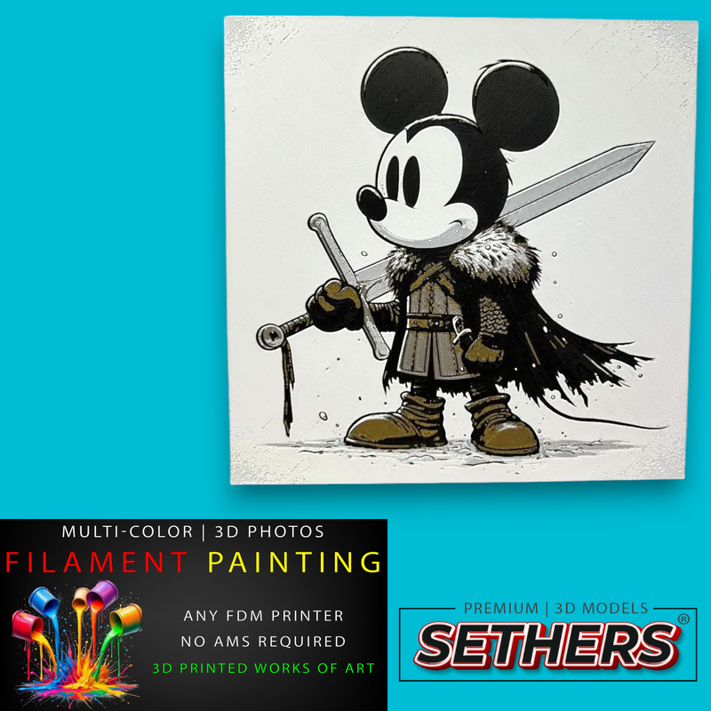 Mickey Mouse as Jon Snow | Photo Filament Painting | 3D Printer Models