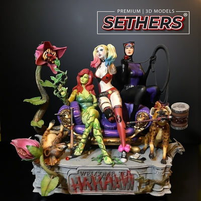Batman Female Villains of Arkham Asylum Diorama | 3D Printing Models