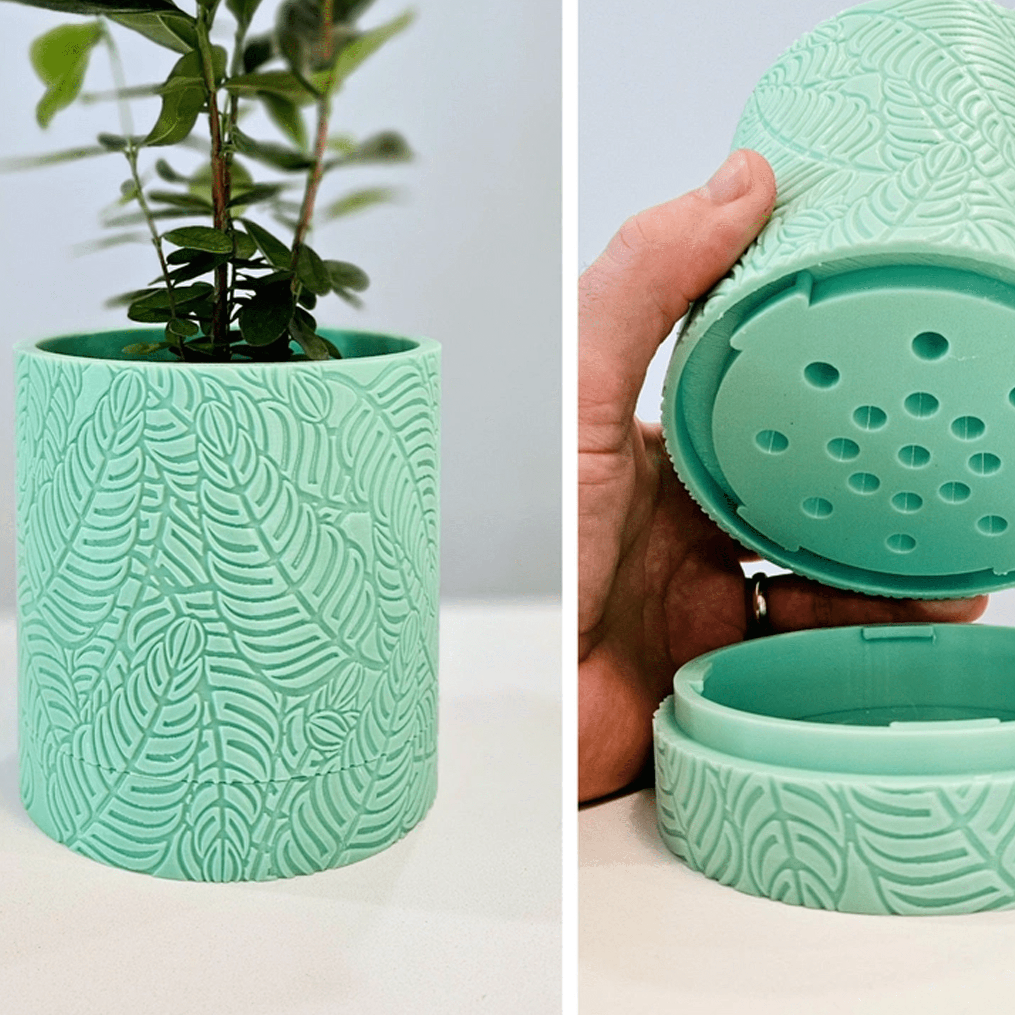 3d print self watering planter Palm Planter Hidden Self Watering