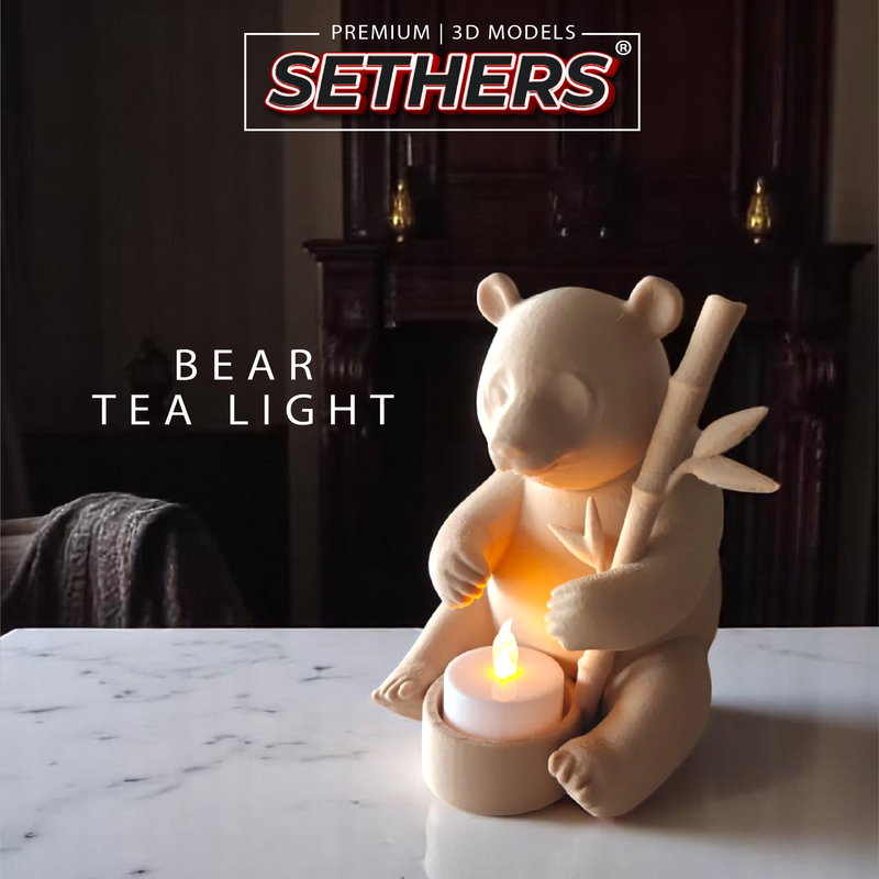 Panda Bear | Tea Light Candle Holder | Best 3D Printing Model Files