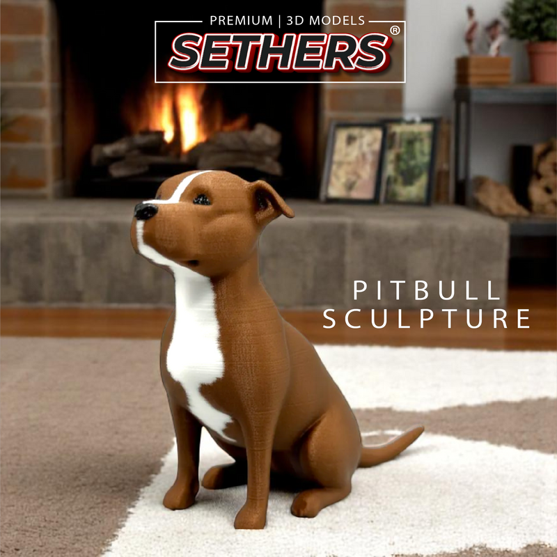 Pit Bull Dog Sitting  | Best 3D Printer Model Files at Sethers