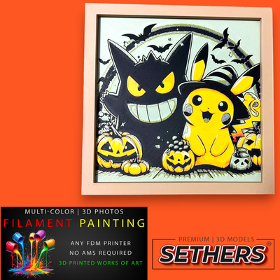 Pokemon Pikachu Halloween | Photo Filament Painting | 3D Printing Models