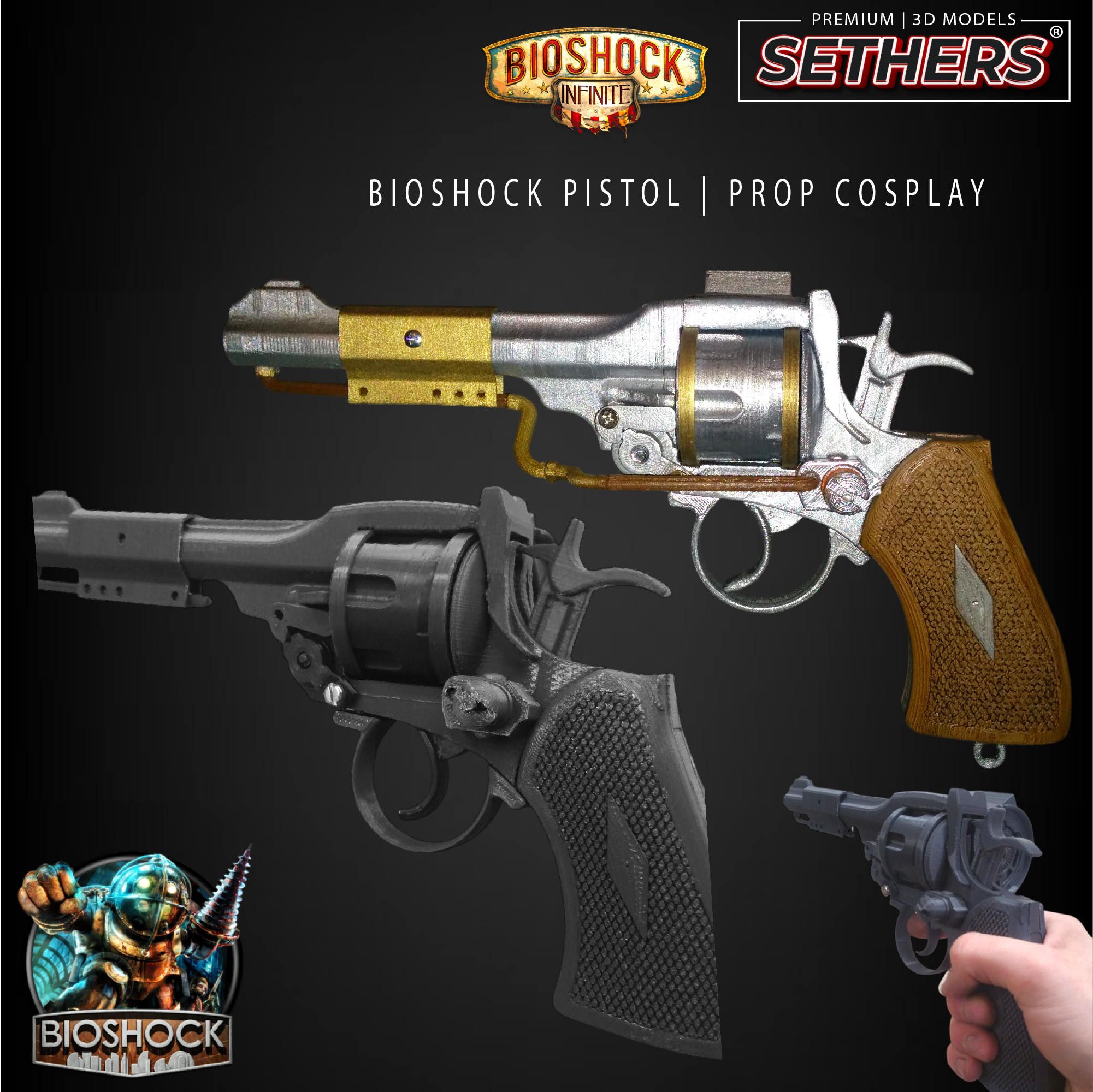 Bioshock Object Prop Replica Pistol | Bioshock | Props Cosplay | 3D Printer Model Files