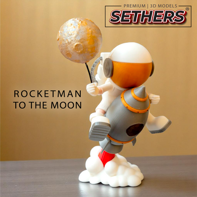 Rocketman Launching to the Moon | Best 3D Printing STL Model Files at Sethers