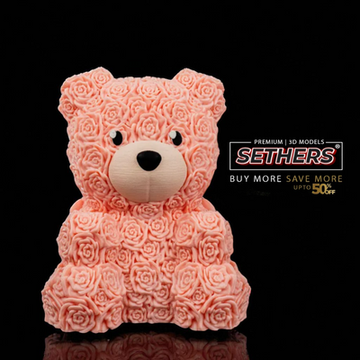 Roses Bear | Valentine's Day | Print in Place | 3D Printer Model Files