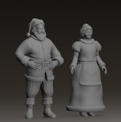 Santa and Mrs Claus Figures Christmas Decor | 3D Printer Model Files