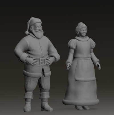 Santa and Mrs Claus Figures Christmas Decor | 3D Printer Model Files