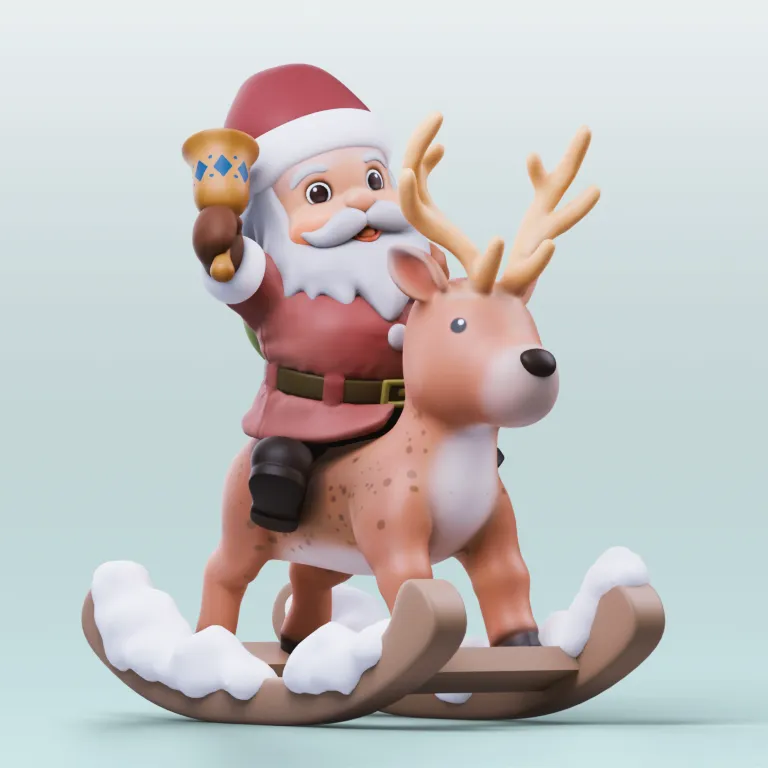 Santa Claus on Rocking Horse Christmas | 3D Printer Model Files