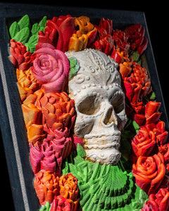 Skull Bed of Roses Framed Wall Art | 3D Printer Model Files