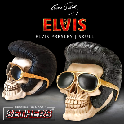 Skull with Elvis Sunglasses | Elvis Presley | 3D Printer Model Files