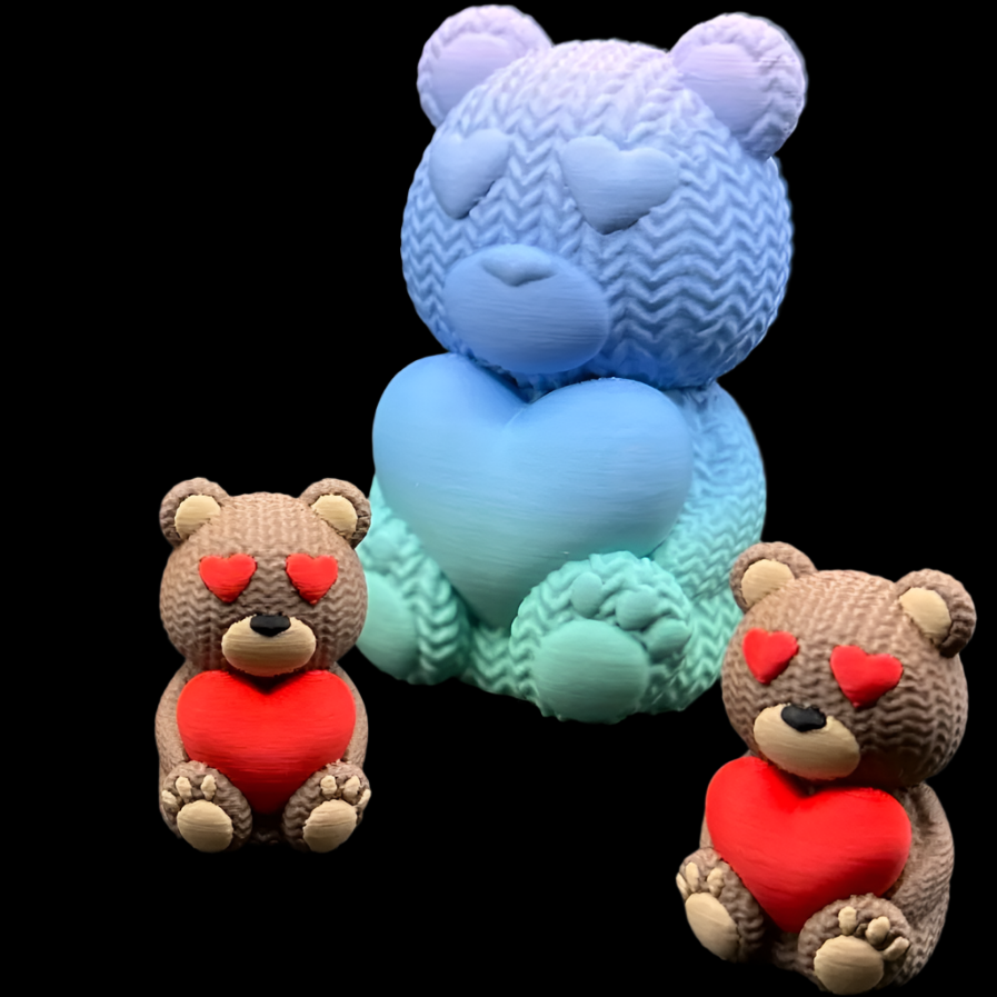 Teddy Bear with Heart | Crochet Knitted | Valentine's Day | 3D Printer