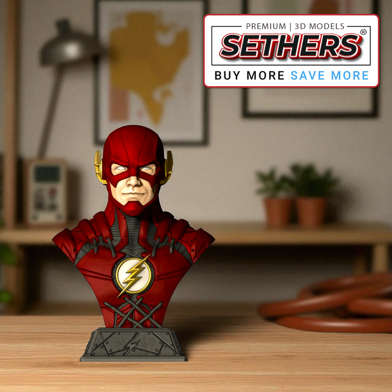 The Flash Barry Allen Bust | 3D Printing STL Model File Best Highest Quality 3D Printer Models at Sethers