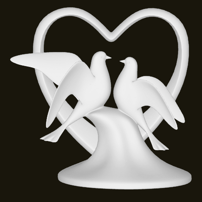 Wedding Cake Topper | Dove with Heart | 3D Printer Model Files