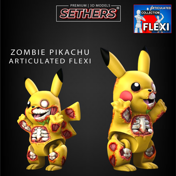 Zombie Pikachu | Flexi Print In Place Articulated | 3D Printer Model F